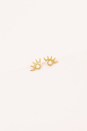 Pixum Golden Eye Stone Earrings