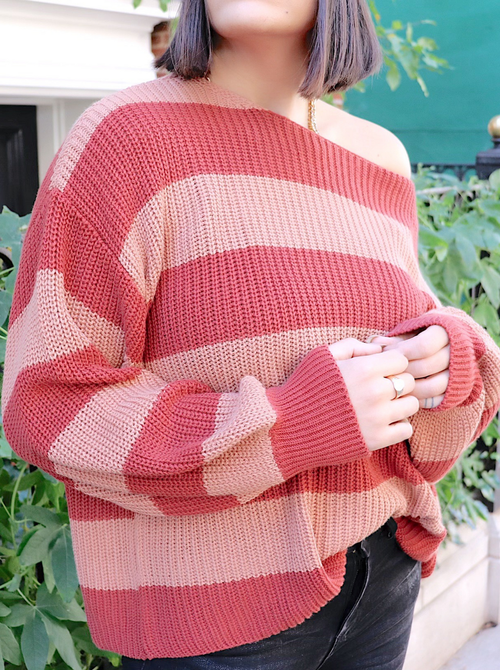 Cinnamon Stripe Relaxed Fit Sweater - marfemme